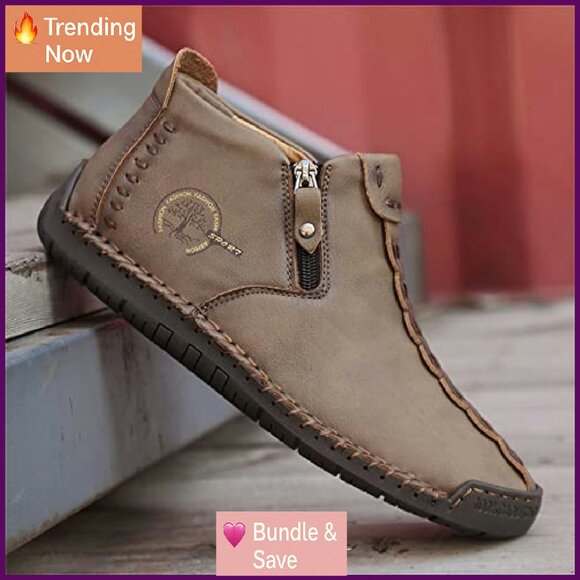 Leather Ankle Boots with Zipper Soft Sole Renaissance Style Women's Shoes - Picture 4 of 7